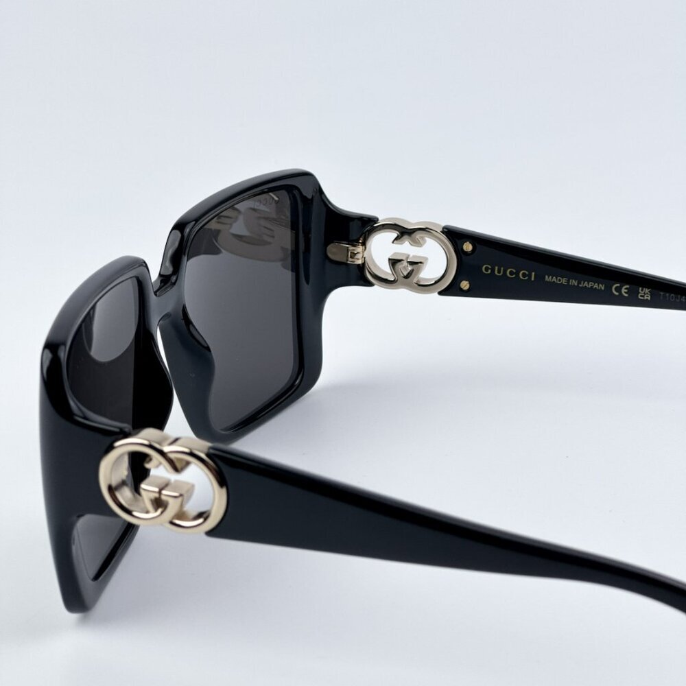Gucci GG1692S 001 BRAND NEW Sunglasses Black Grey Square Women - Picture 9 of 10